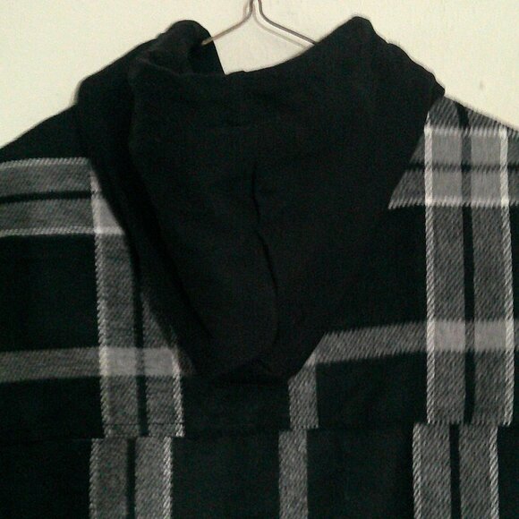 From Trend:Notes-Urban Daizy Black Buffalo Plaid Hooded Oversized Jacket Small - Picture 6 of 10